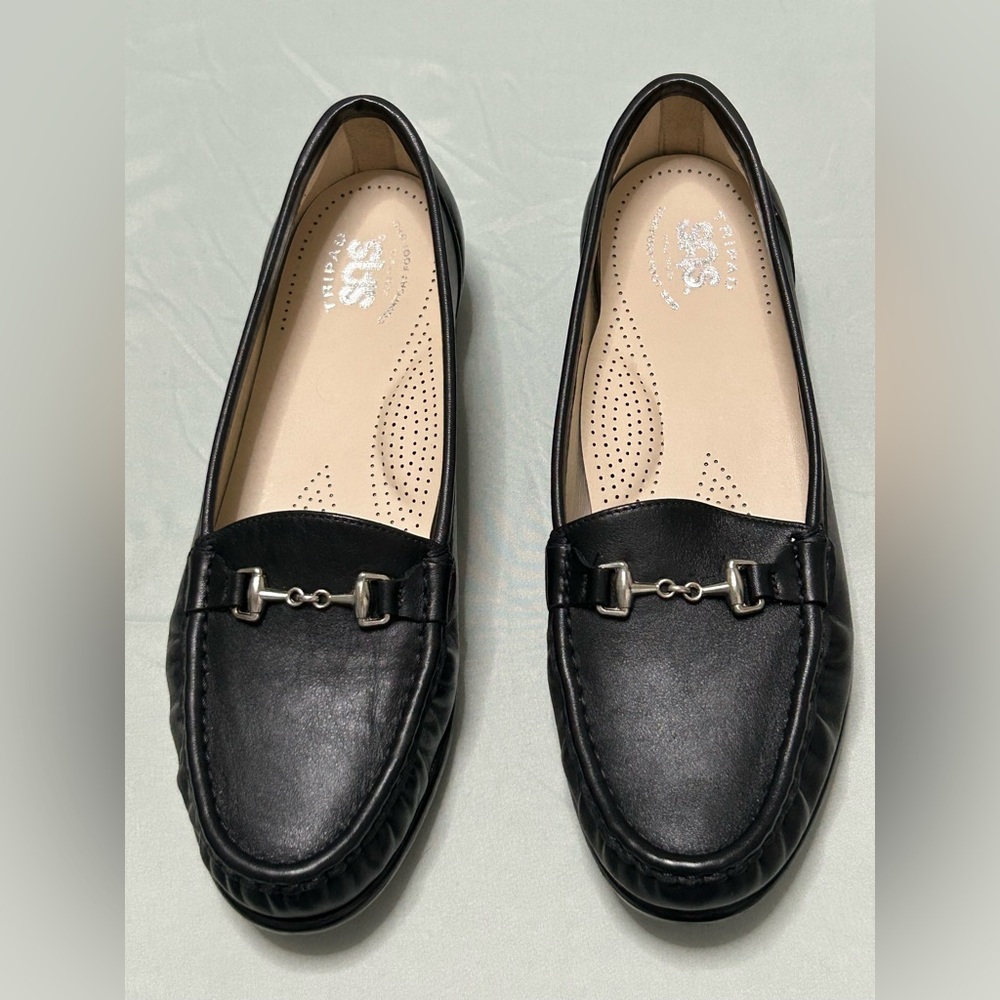 SAS Women's Metro Smooth Black Leather Loafers 9.5 Wide